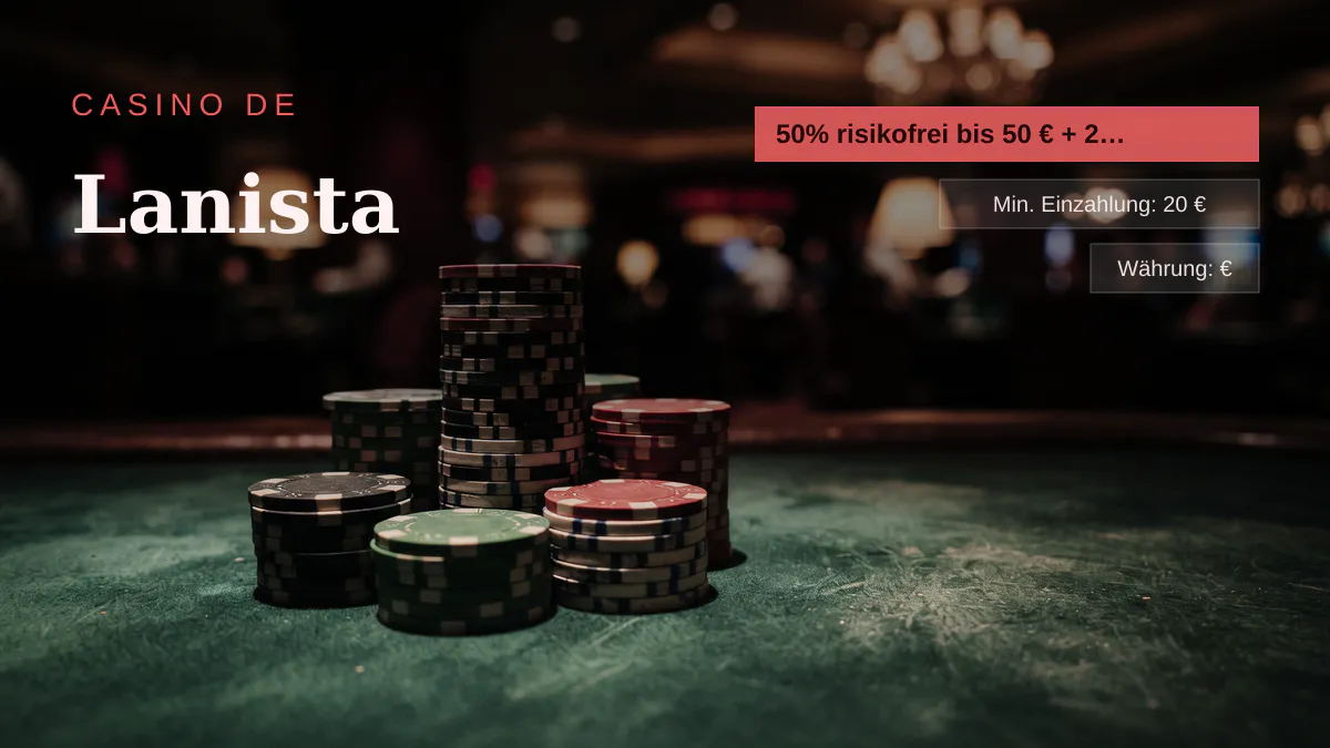 Lanista Casino — Willkommensbonus 50% risikofrei bis 50 € + 250 FS, Zahlungen: Visa, Mastercard, Paysafecard, Sofort, Interac