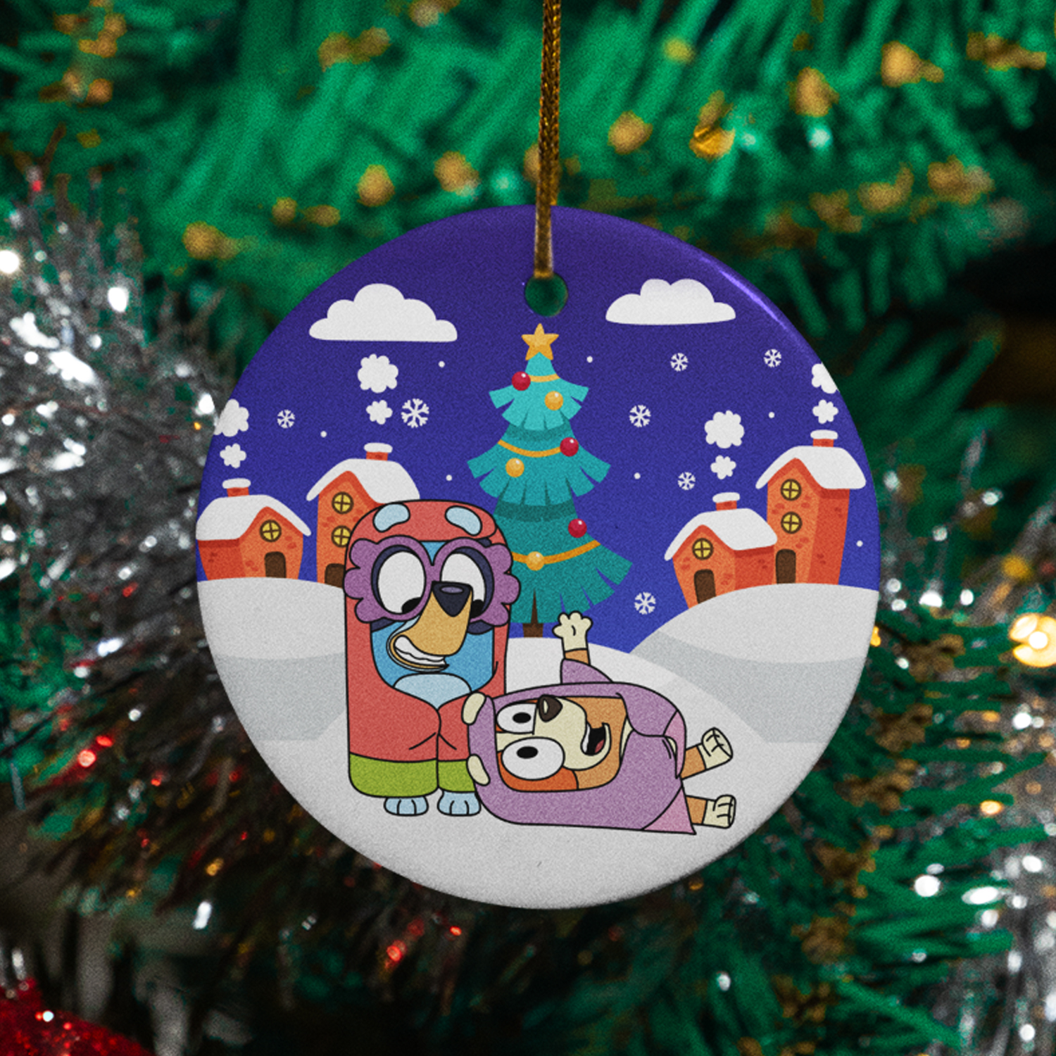 Cartoon Dog Ceramic Christmas Ornament – Funny Holiday Xmas Tree Decoration Gift