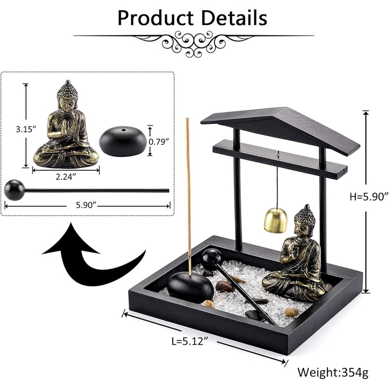 Mini Buddha Zen Garden Incense Burner Kit