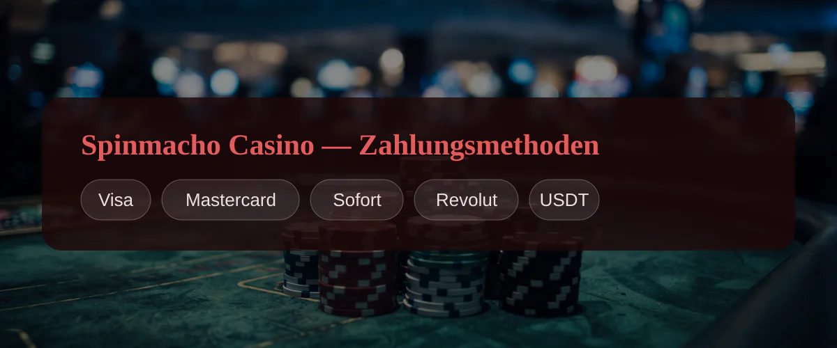 Spinmacho Casino &mdash; Zahlungsmethoden: Visa, Mastercard, Sofort, Revolut, USDT