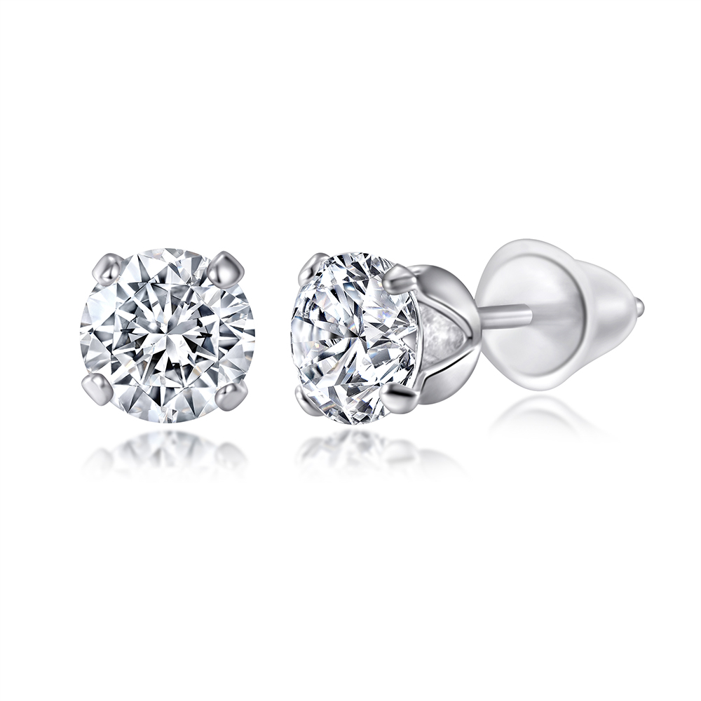 Round Solitaire Screw-Back Studs