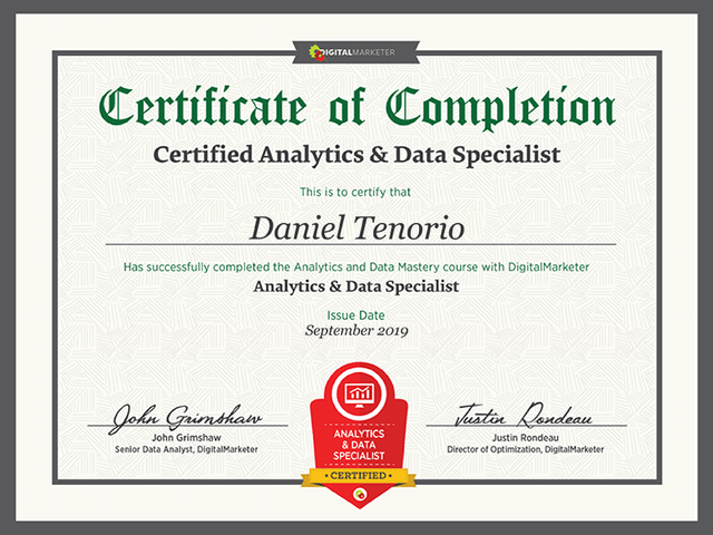 Digital Marketer Certification : Analytics & Data Specialist