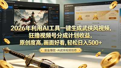 2026年利用AI工具一键生成武侠风视频,原创度高,画面好看