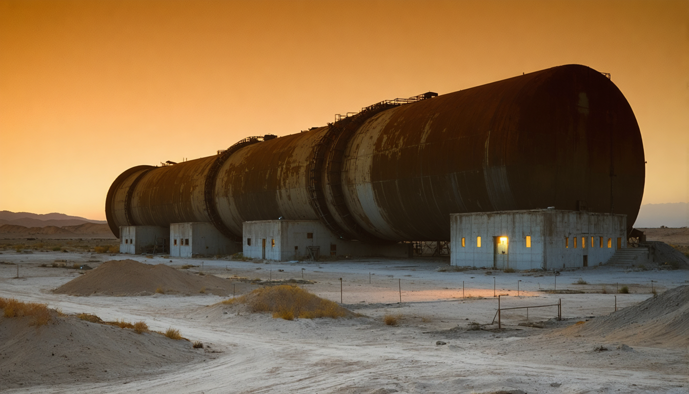 A perfectly good enrichment facility sitting in the desert like a gym membership nobody uses anymore.