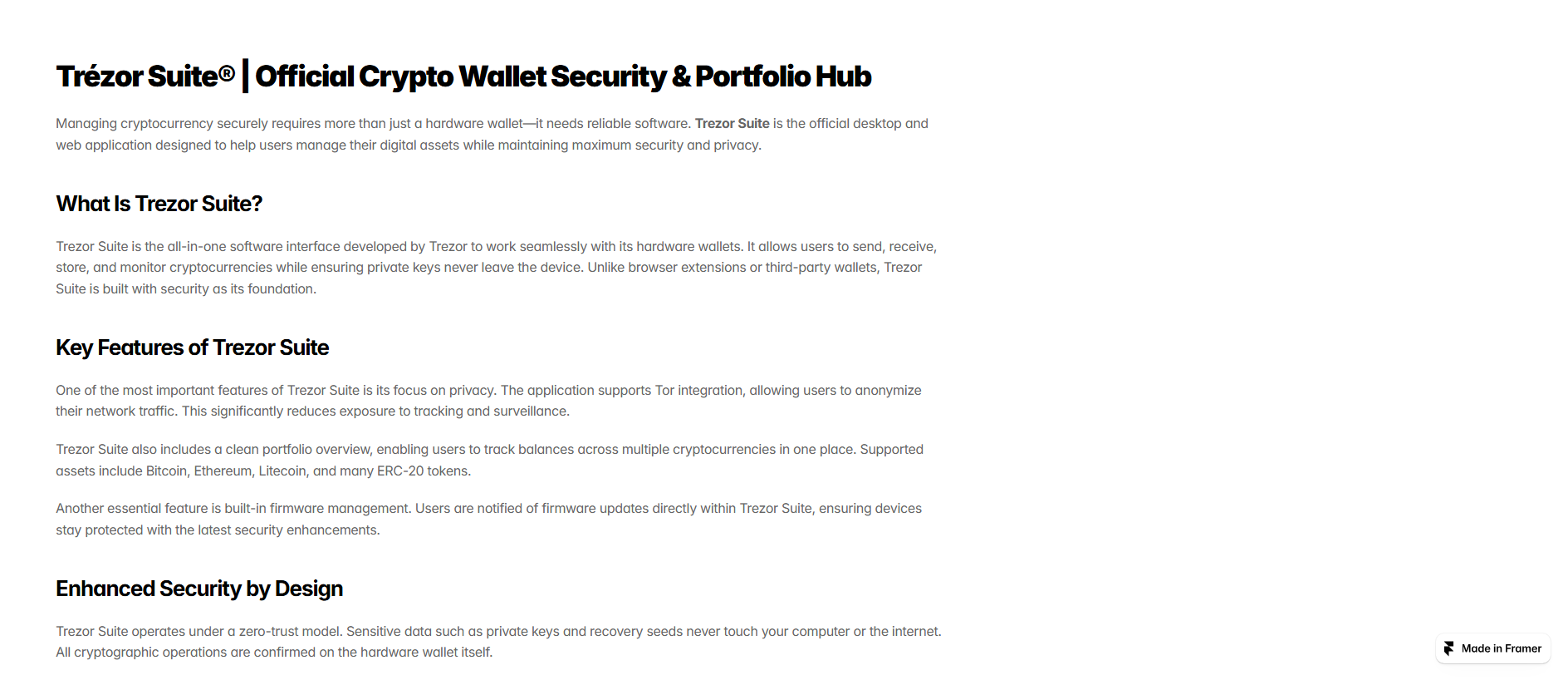 Forensic screenshot of us-en-suite.framer.ai showing the phishing page layout