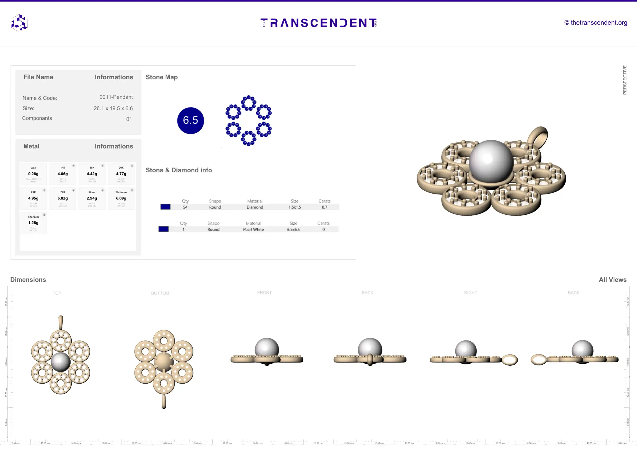 0011-Pendant, Floral Diamond & Pearl Pendant
