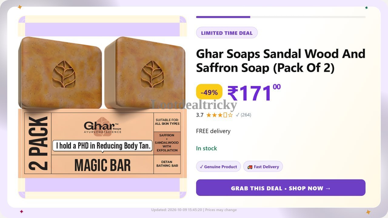 ghar Soaps Sandal – Just ₹171 | Huge Savings Offer ghar Soaps Sandal – Just ₹171 | Huge Savings Offer