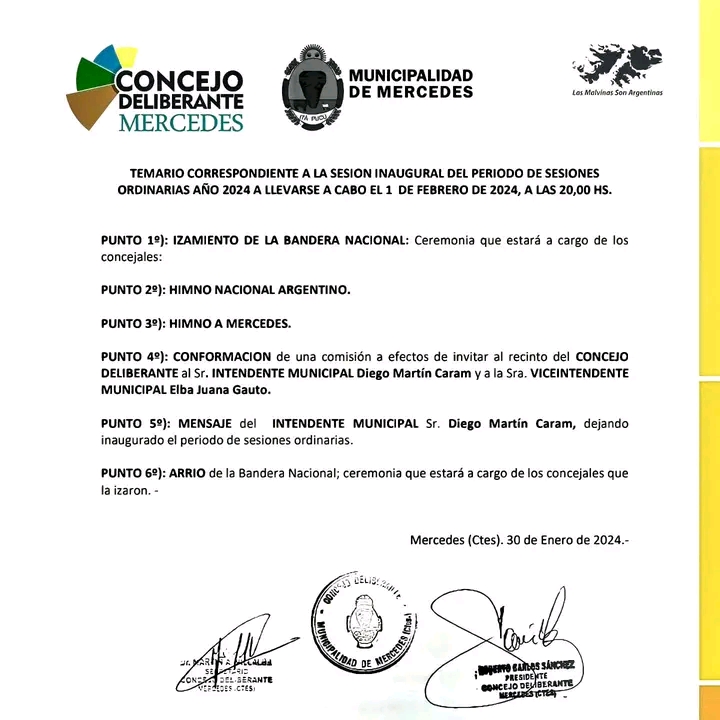 Apertura de Sesiones Ordinarias 2024 en Mercedes Ctes