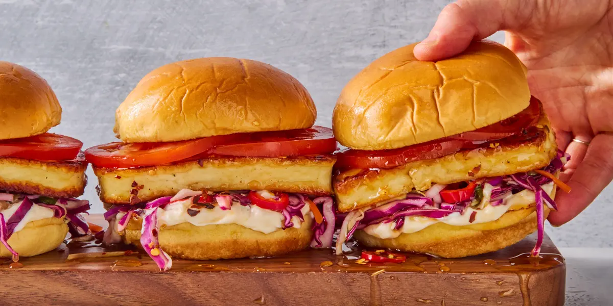 Hot Honey Halloumi Burgers Take Center Stage