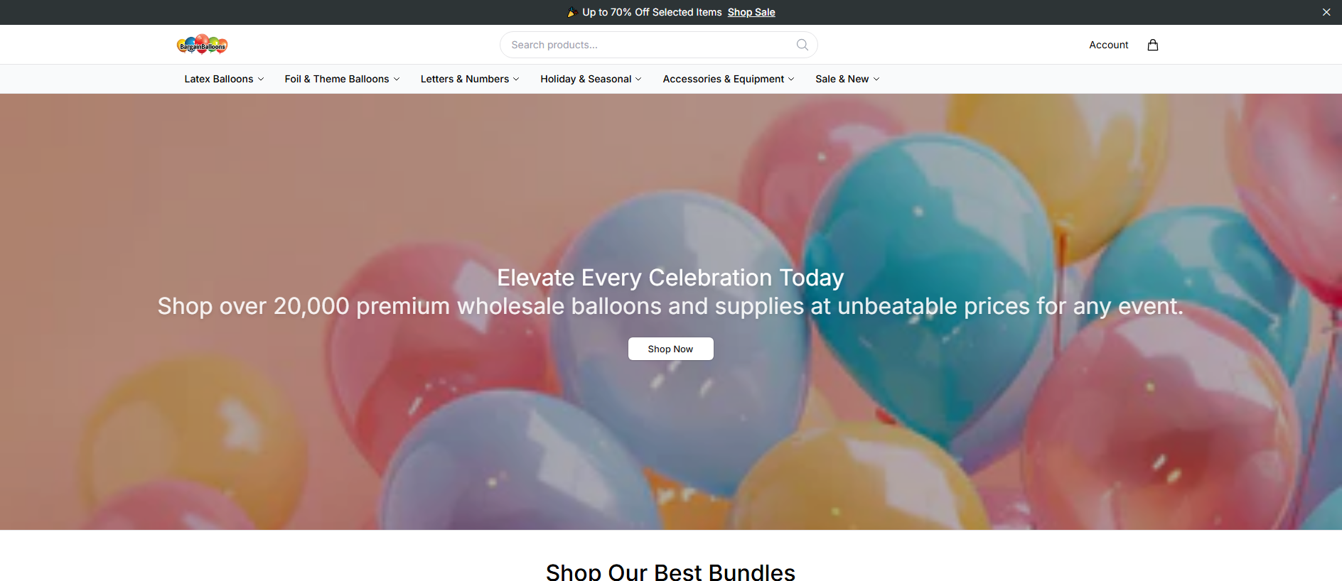 Stored capture of bargainballoonsoutlet.shop