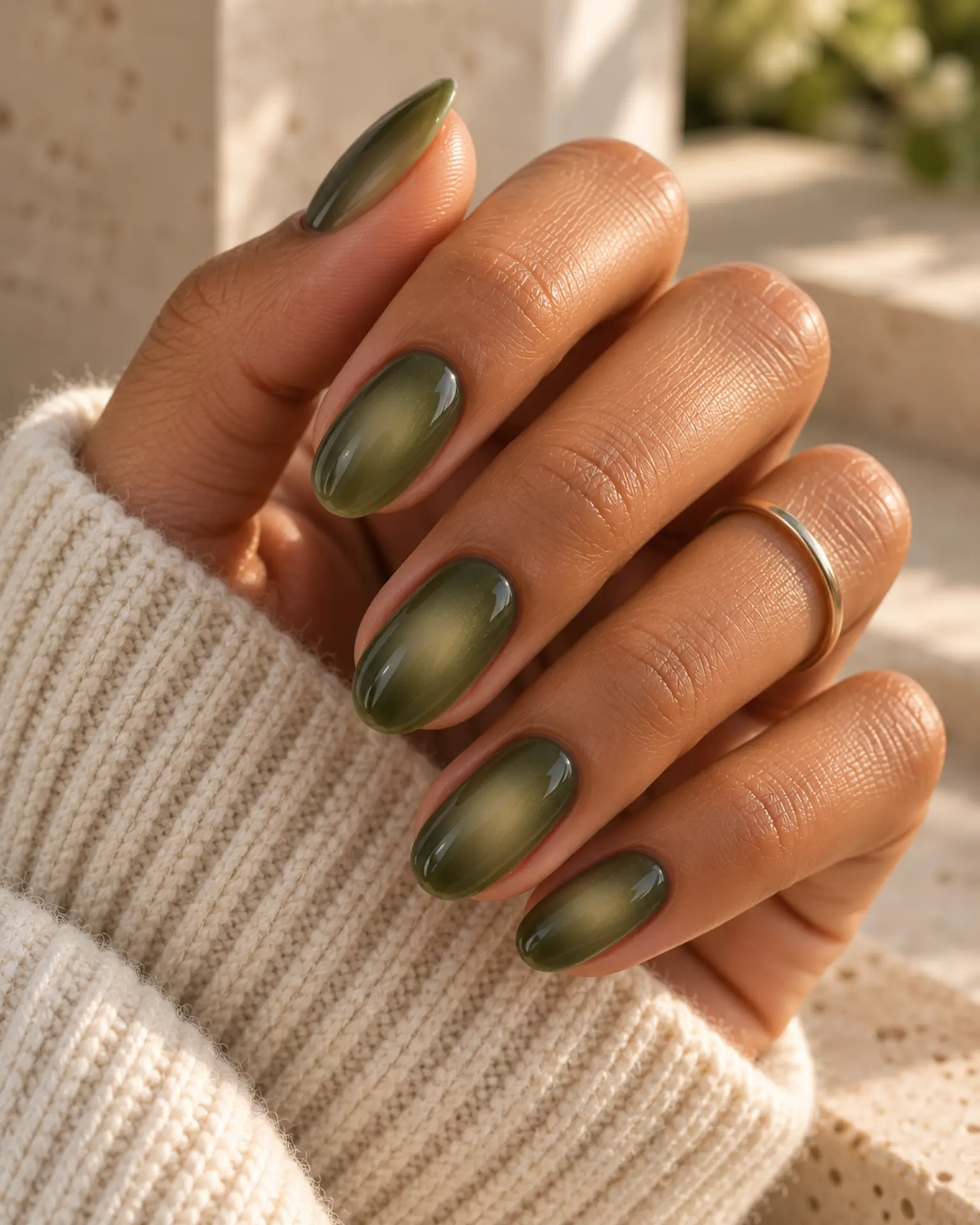 Moss Soft Aura manicure inspiration for green nail ideas