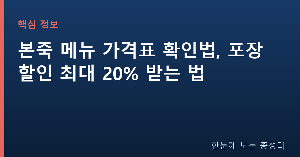 본죽 메뉴 가격표 확인법, 포장 할인 최대 20% 받는 법
