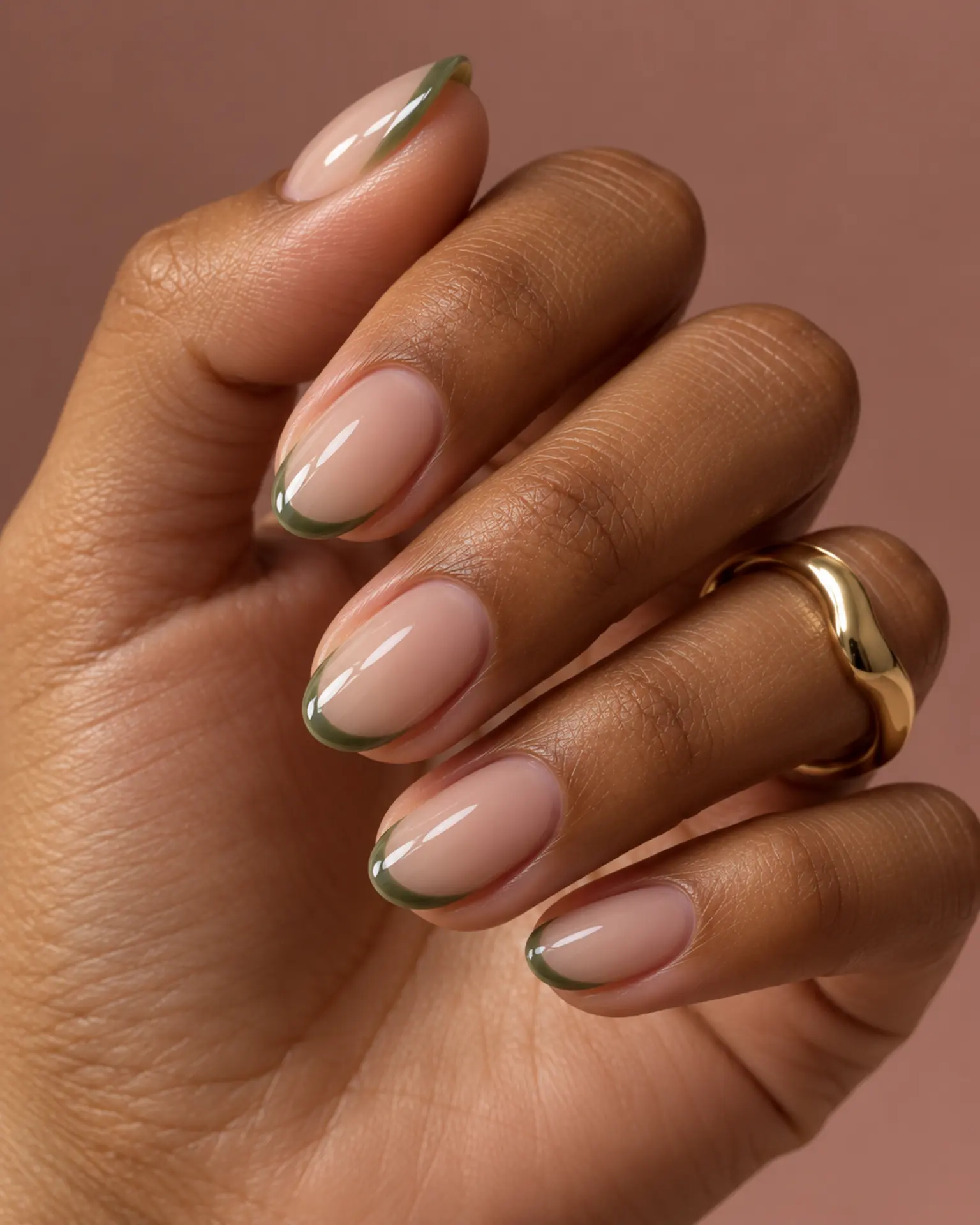 Green Micro French Edge manicure inspiration for green nail ideas
