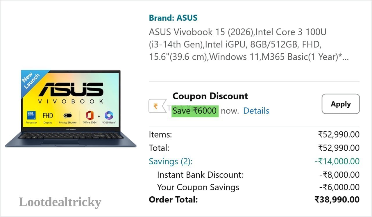 Asus Vivobook 15 – Just ₹6000 | Huge Savings Offer Asus Vivobook 15 – Just ₹6000 | Huge Savings Offer