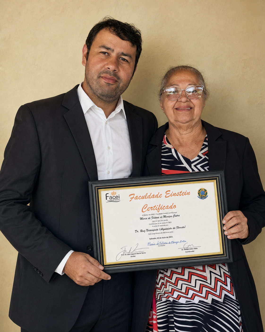 Certificado da fundadora da Sunshine da Amazônia
