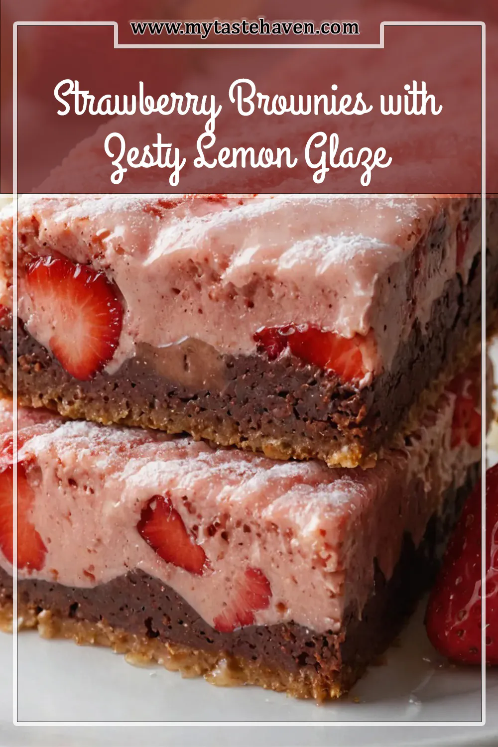 Strawberry Brownies with Zesty Lemon Glaze