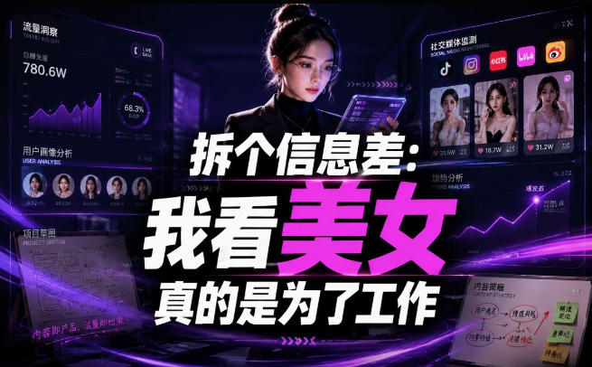 【理直气壮】我给看美女找了一个非常恰当的理由，信息差项目-网创指引人