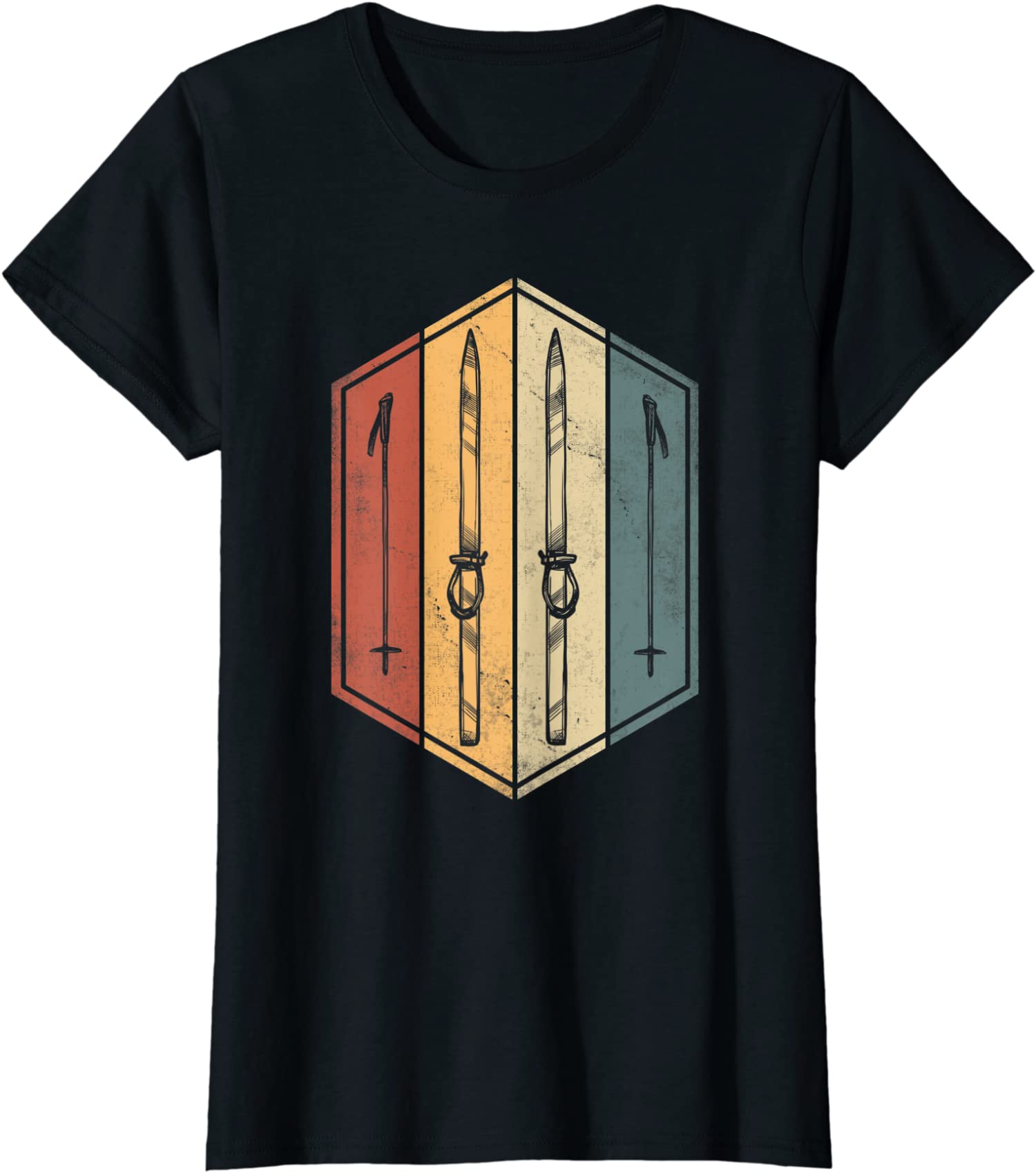 Skiing Gif Vantage Skis Skiers Sport Ski Equipment Ladies’ Crewneck T-Shirt