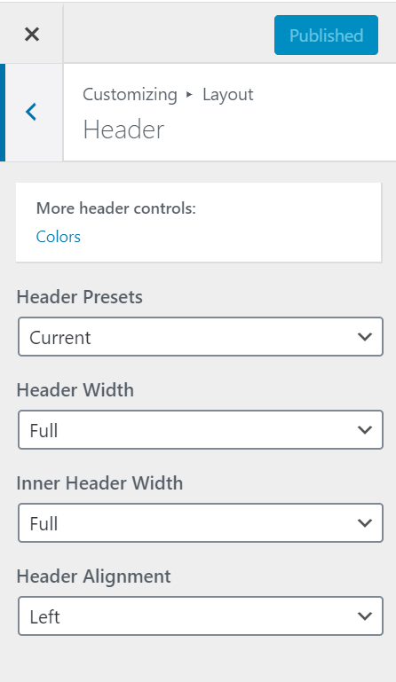 Header option not visible