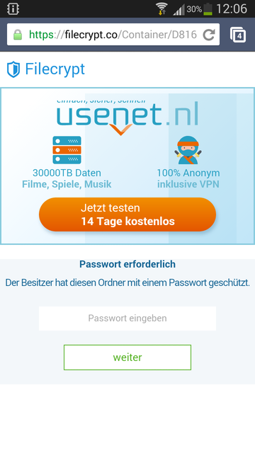 Passwort geschützt / Chrome 35.x
