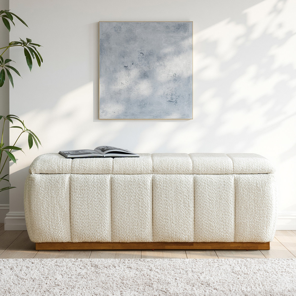 Luxe Bouclé Storage Bench