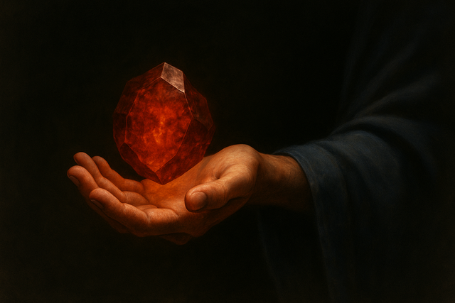 Hand holding the Philosopher's Stone