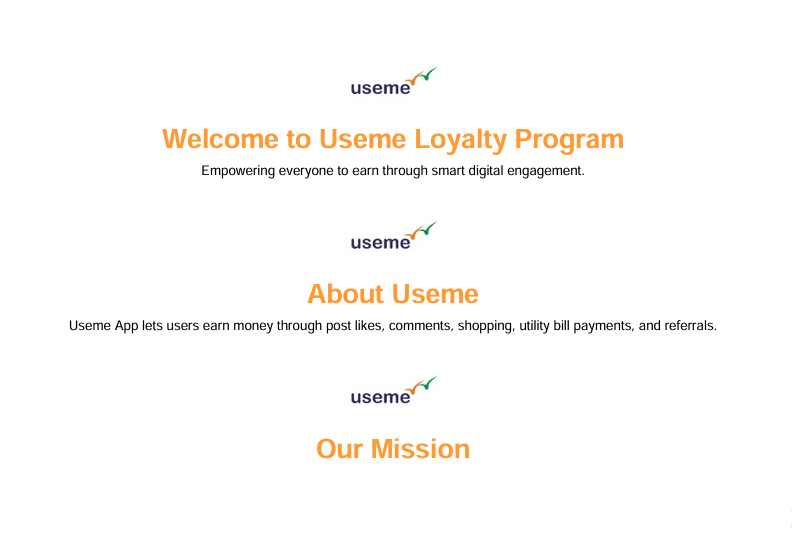 UseMe App Welcome Screen Placeholder