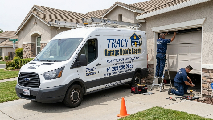 Residential garage door service in Tracy California
