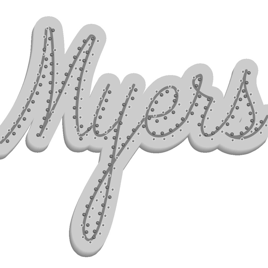 This is a complicated cribbage board design.  I would build it if my name was Myers.