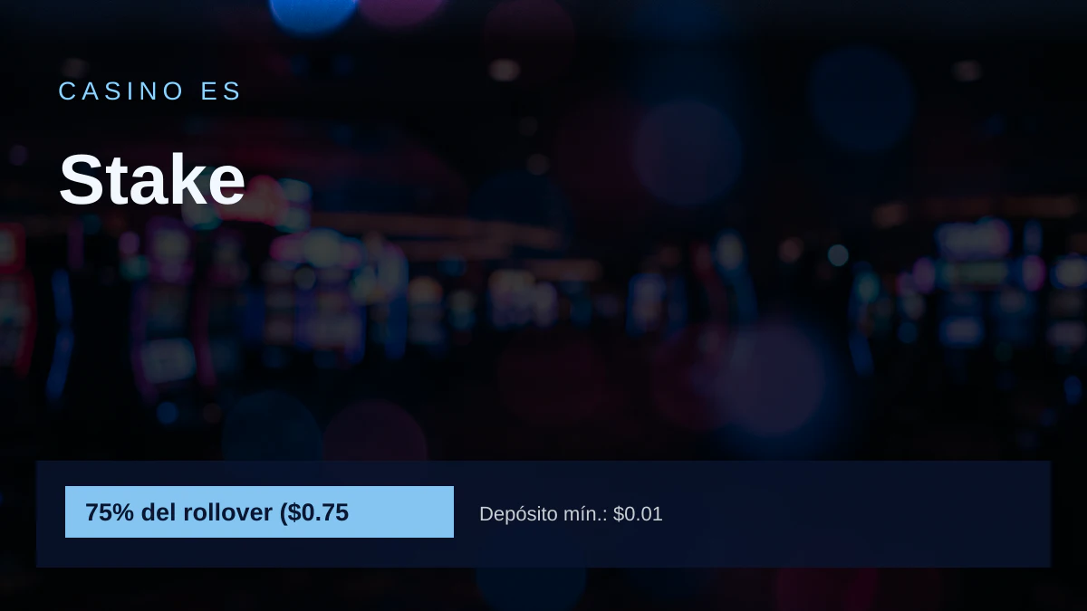 Stake casino � bono de bienvenida 75% del rollover ($0.75, pagos: Visa, Mastercard, Pix, Apple Pay, Google Pay