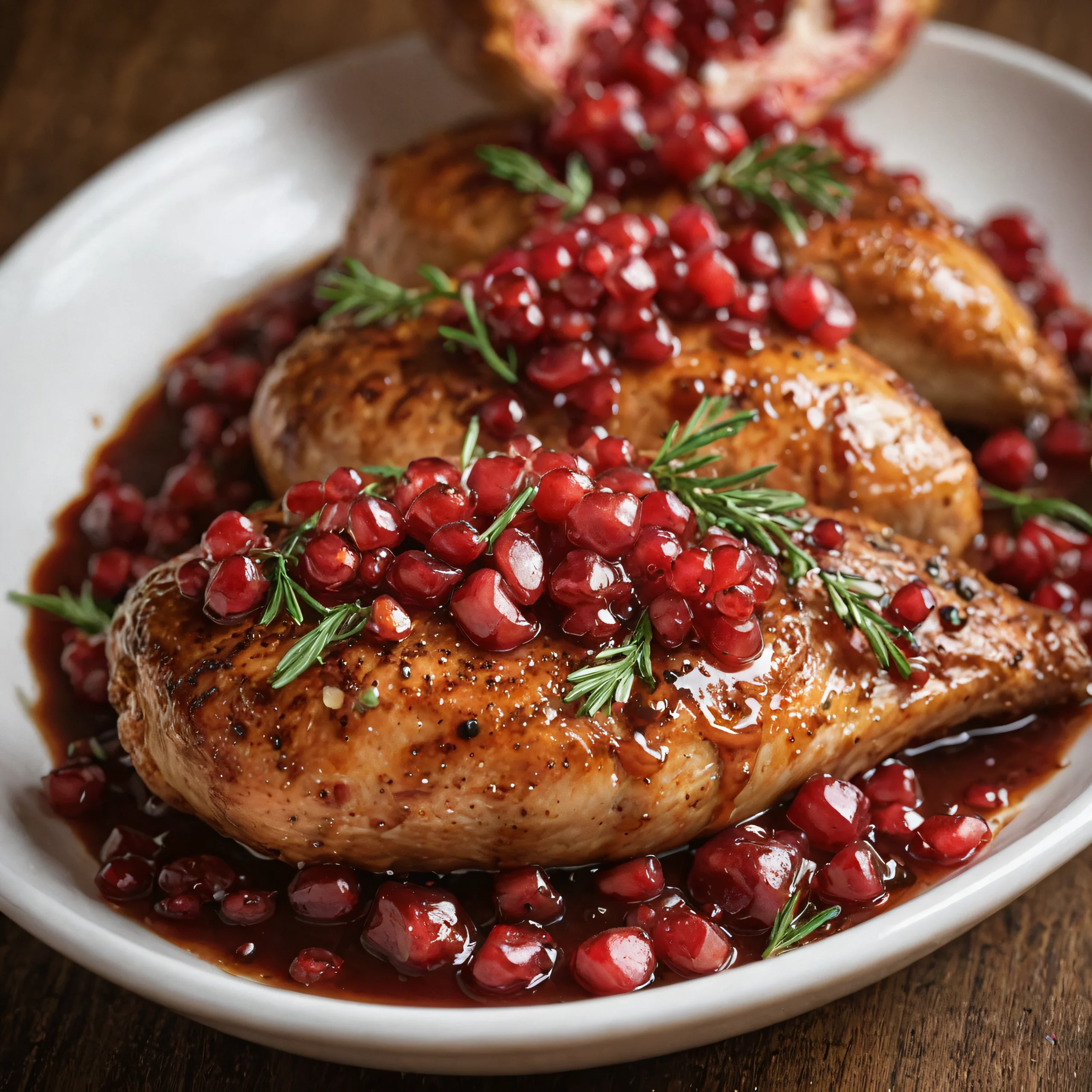 Pomegranate-Glazed Chicken with Herbs Dish