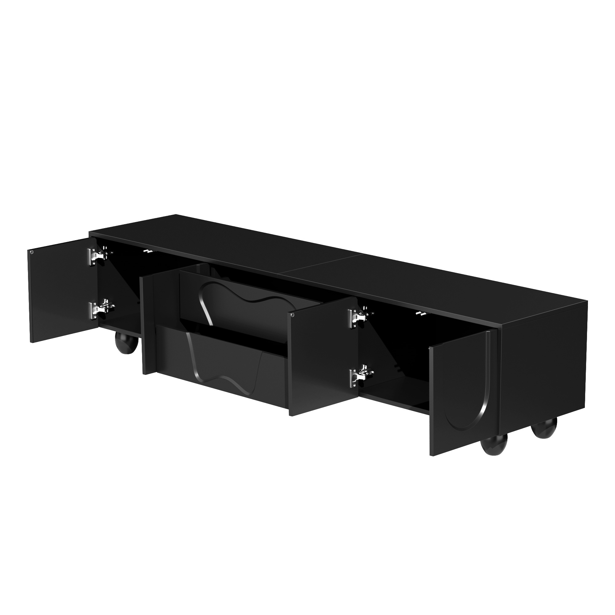 Meuble TV Noir, Rangement, Design Moderne, Structure Robuste, Finition Haut de Gamme, Entretien Facile - 180x40x42cm - Salon 4