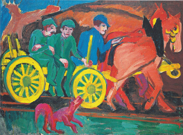 Связка лошадей с тремя фермерами 1920 21