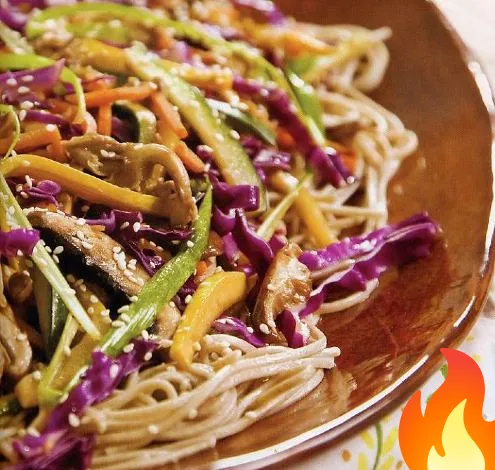 Постер Овощное «стир-фрай» с гречишной лапшой «соба»