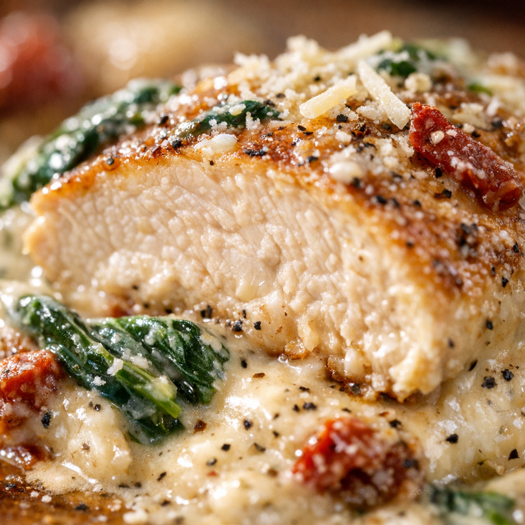 Creamy Tuscan Chicken with Spinach (Easy Skillet) cooking process