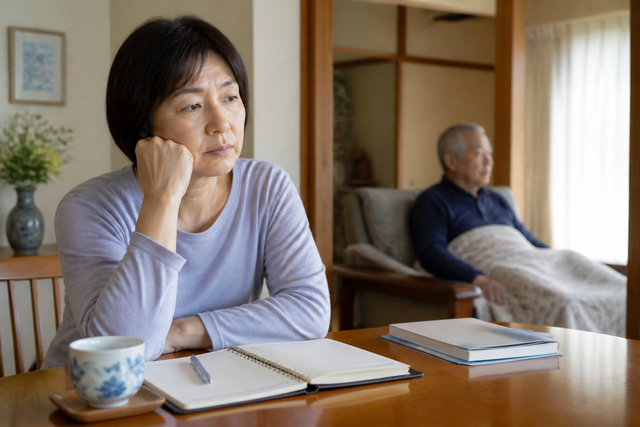 自宅で介護を続けるなかで疲れを感じている家族介護者