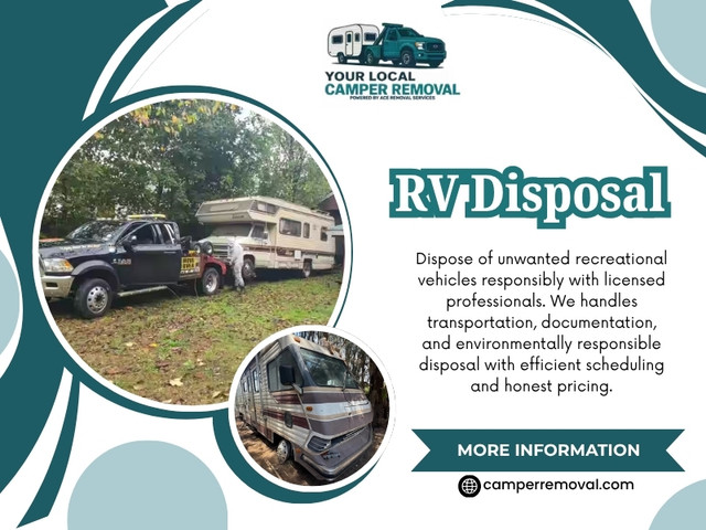 Unfortunately, every RV has a lifespan. There comes a stage when fixing one problem only uncovers another. Instead of pouring more money into an aging vehicle, choosing RV Disposal can be the wiser long-term decision.

Phone no: +1(844) 474-2429

Read Our Blogs:
https://camperremovalservices.medium.com/
https://camperremoval.mystrikingly.com/
https://penzu.com/public/fcd6ef5574bf5653

More Links:
https://c8ke.me/camperremovalservices
https://www.flickr.com/people/camperremovalservices/
https://hub.docker.com/u/camperremoval
https://zumvu.com/camperremoval/