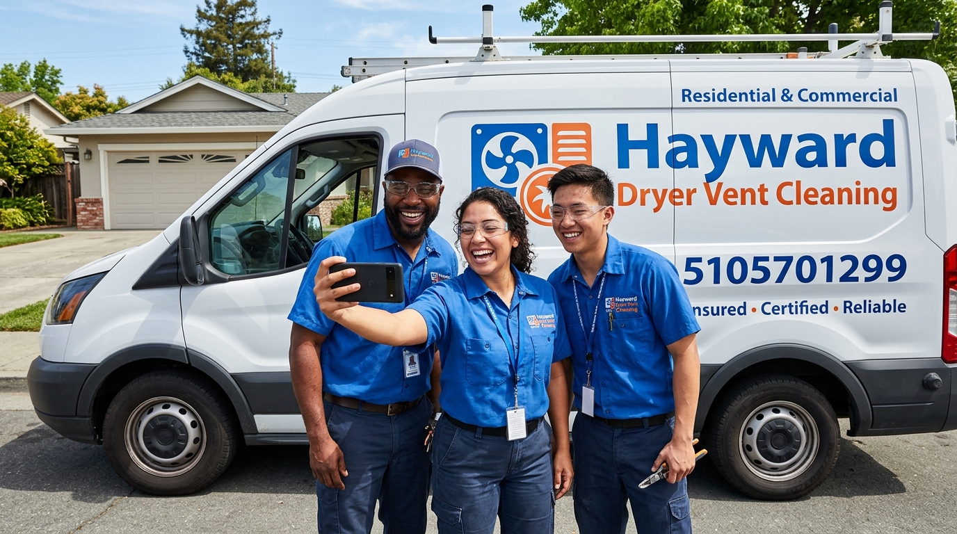 Dryer vent cleaning technician at work in Hayward CA