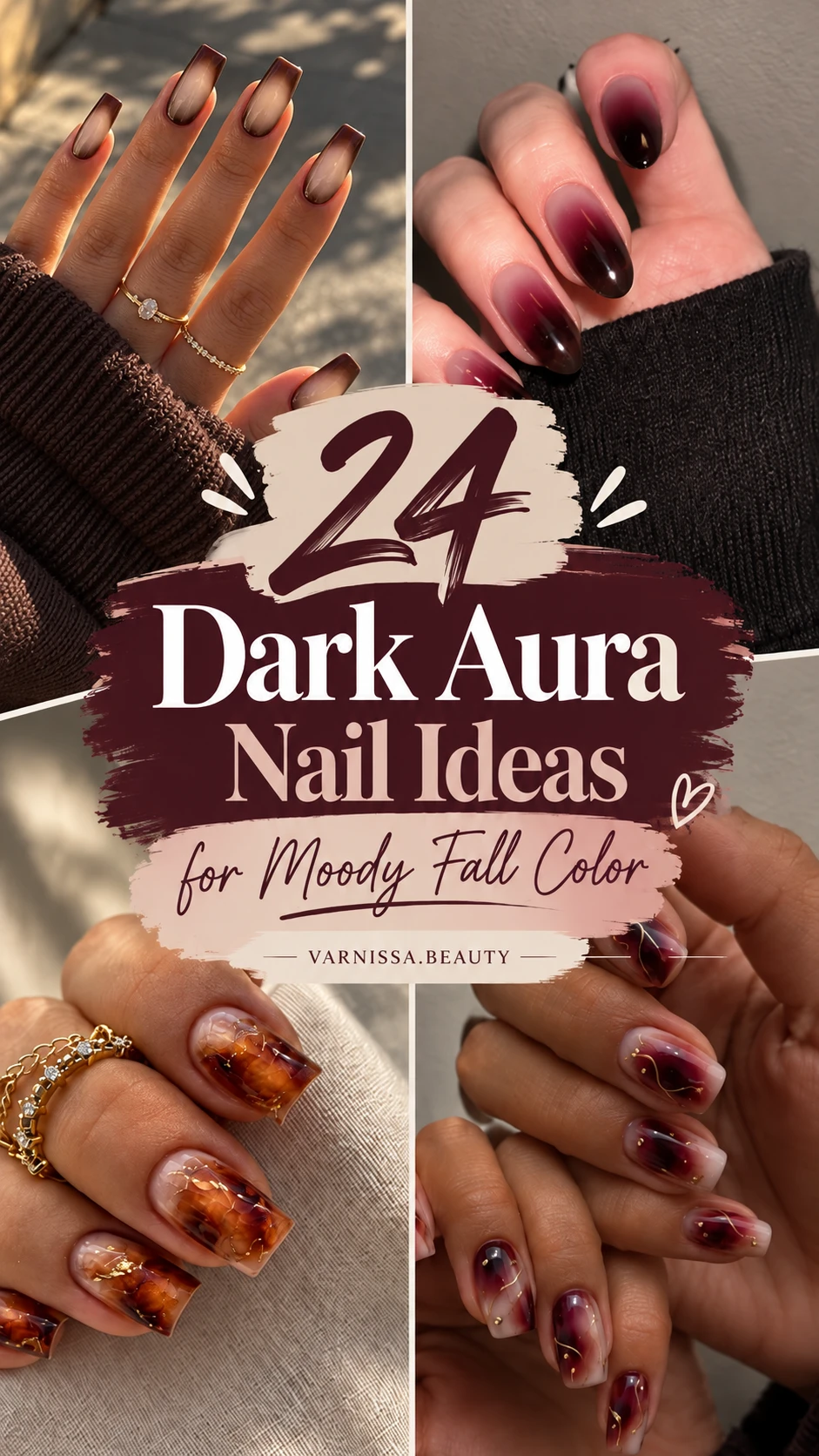 24 Dark Aura Nail Ideas for Moody Fall Color Pinterest pin