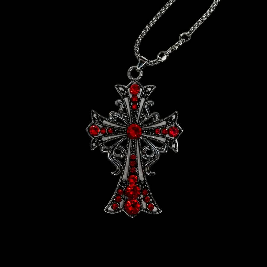 Vintage dark cross hollow-out necklace