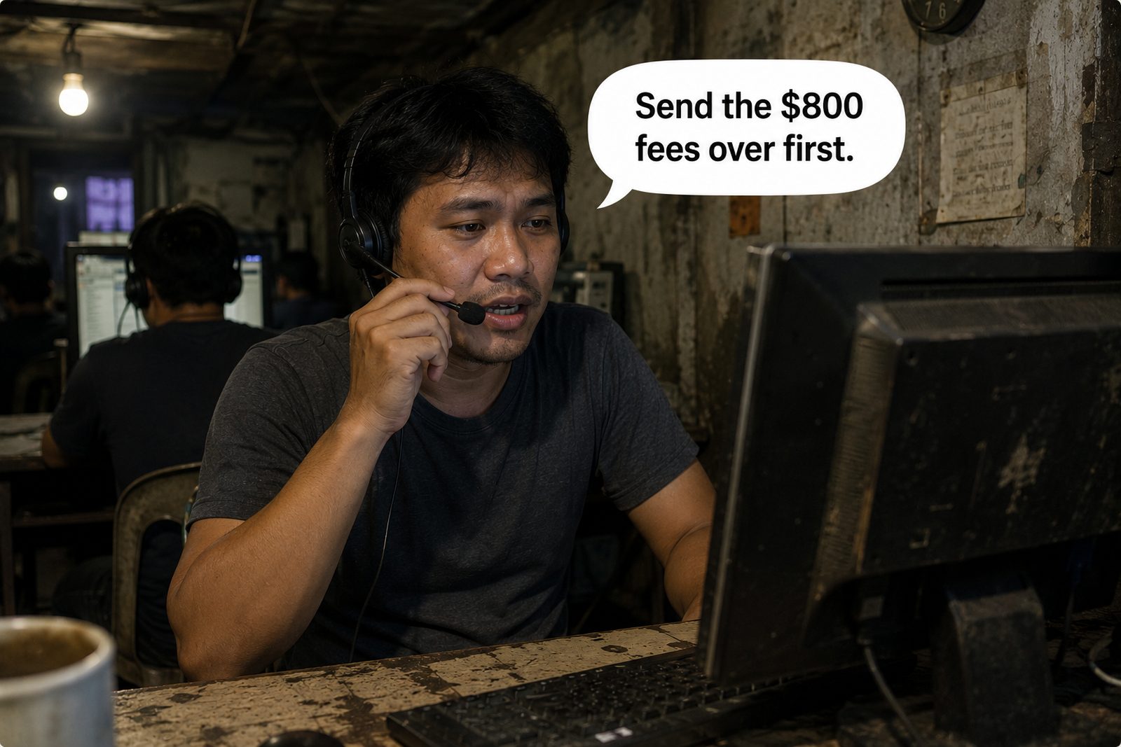 Scam center asking for money