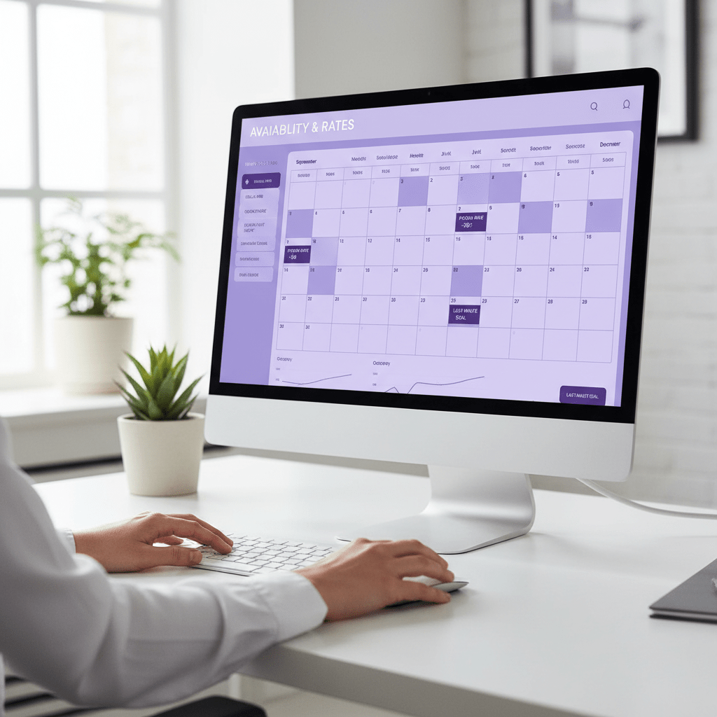 Hotel staff monitoring reviews, response speed, and booking performance on a dashboard
