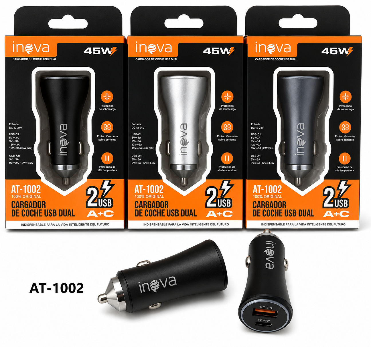 Cargador Auto 45w (A+C) negro