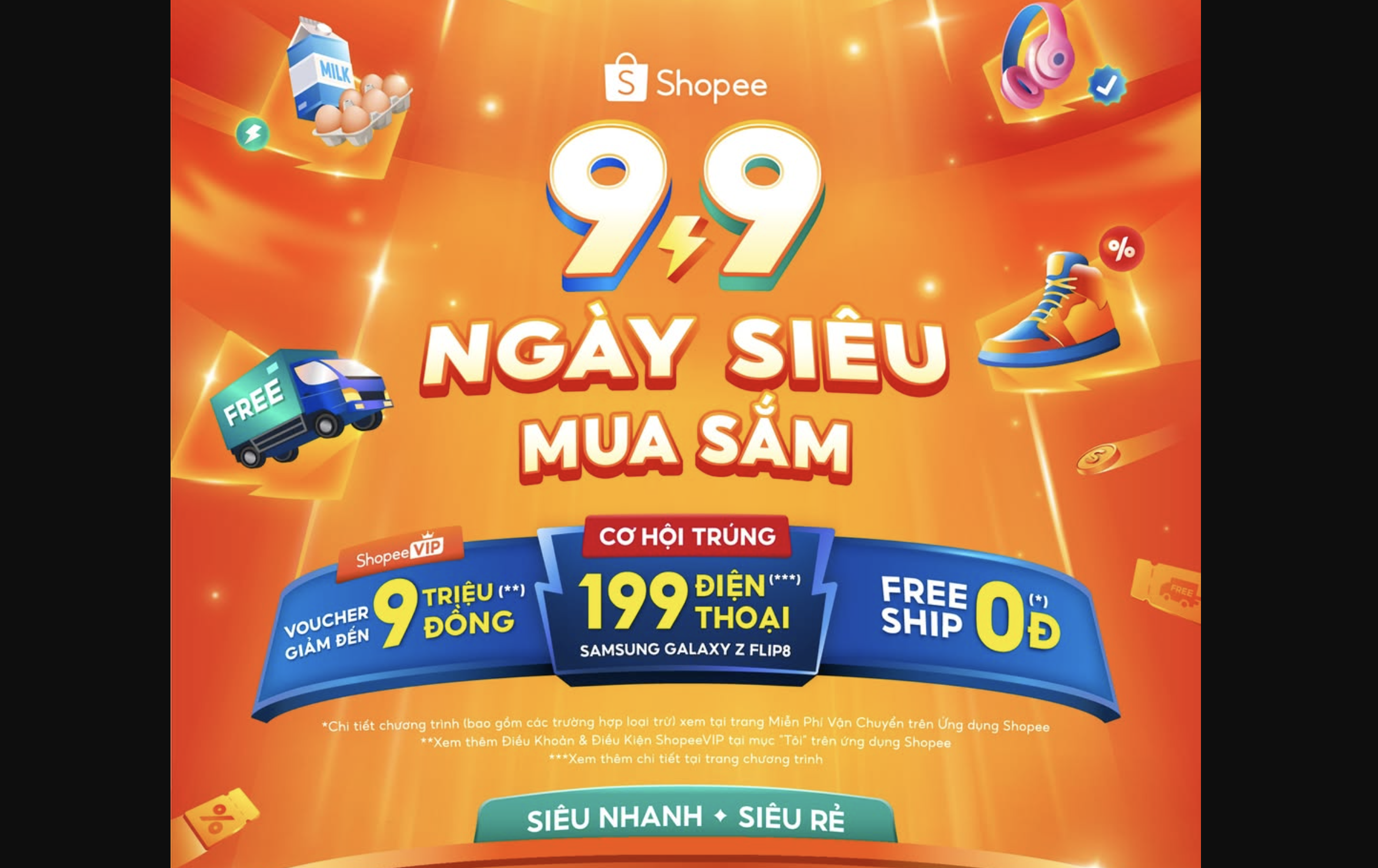 Shopee 9.9 Ngày Siêu Mua Sắm – Voucher Đến 9 Triệu