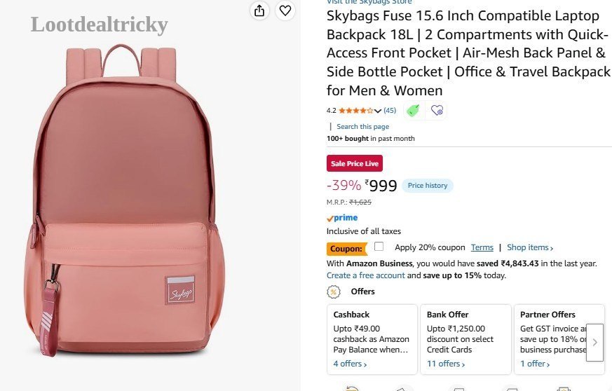 Skybags Fuse 15 – Just ₹800 | Limited Time Loot Offer