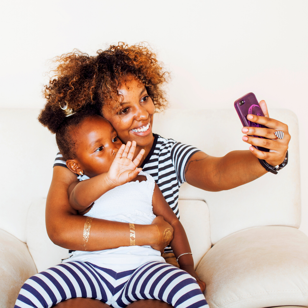 Mother and daughter taking a selfie