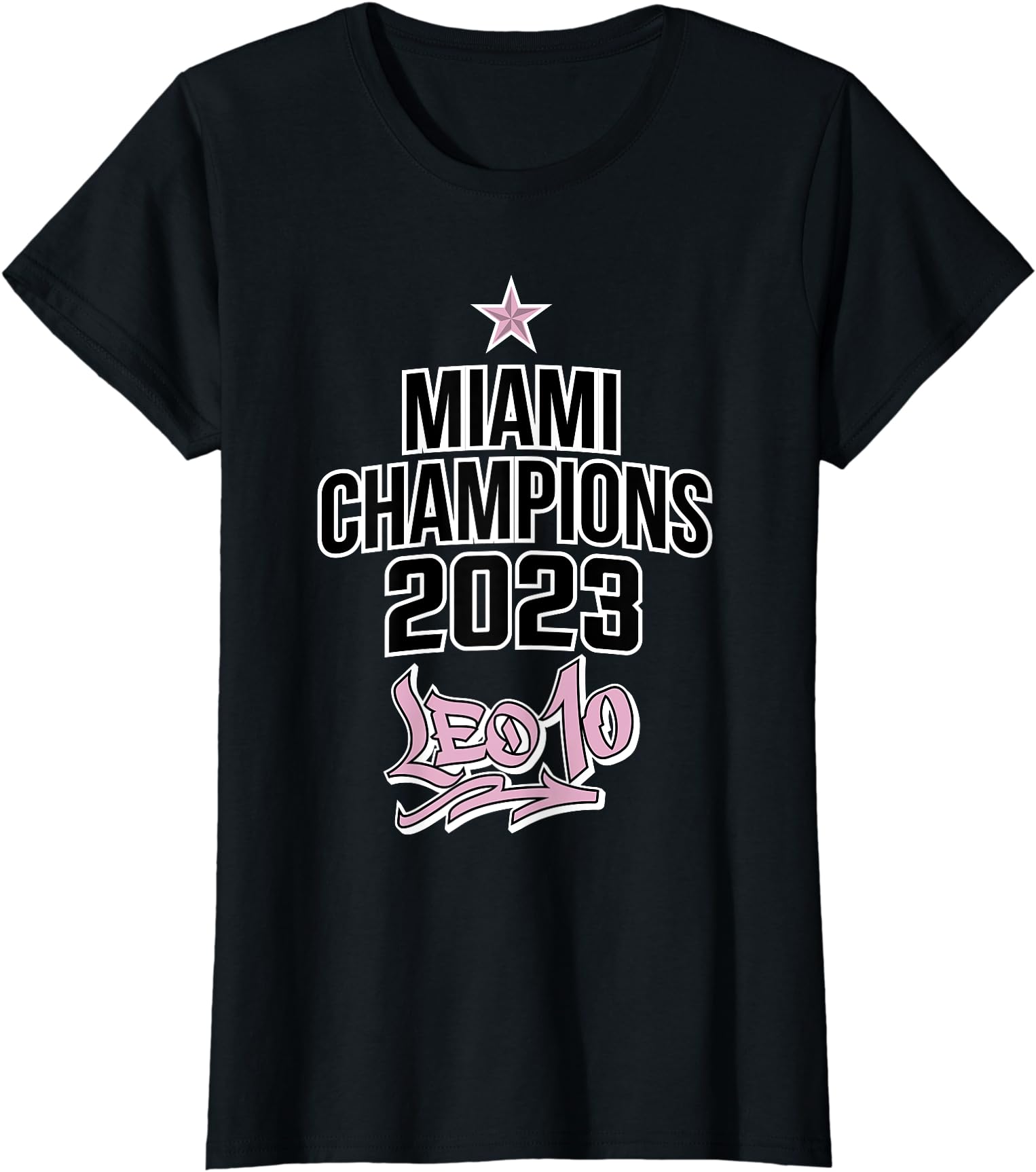Miami Champions 2023 Leo 10 Goat Messi Fan Ladies’ Crewneck T-Shirt