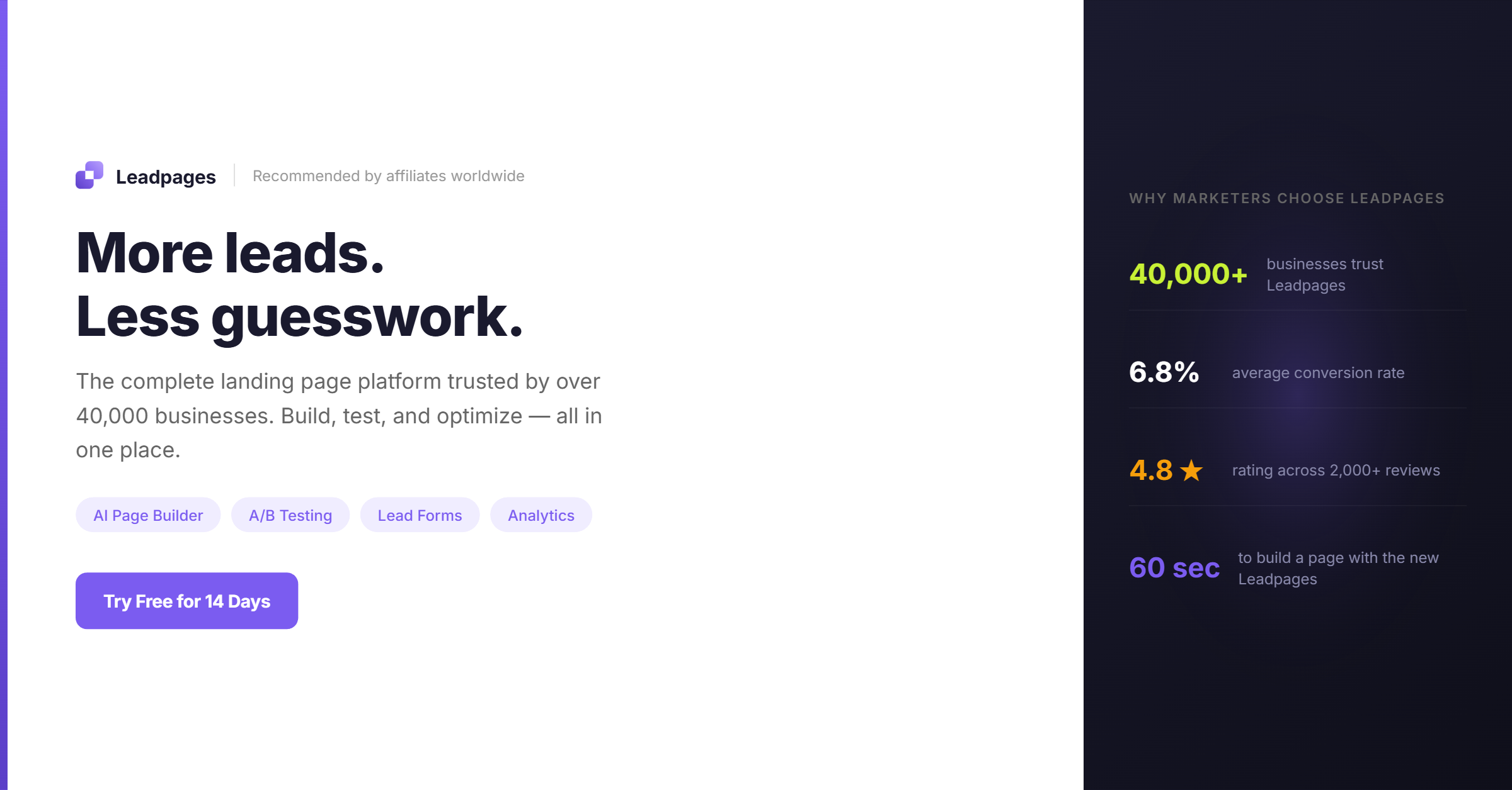 leadpages affiliate gen stats