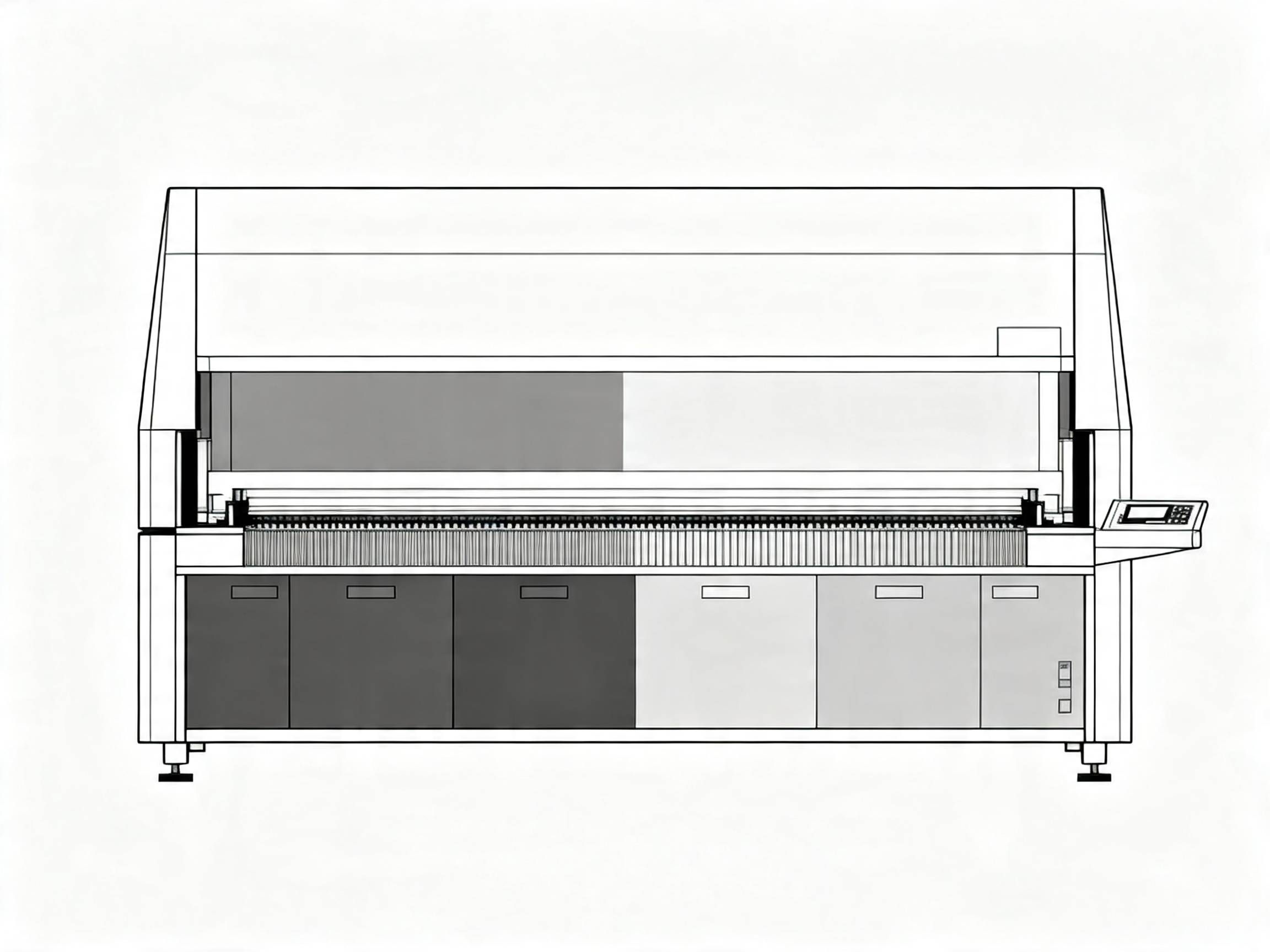 Temperature zones inside SMT reflow oven schematic.
