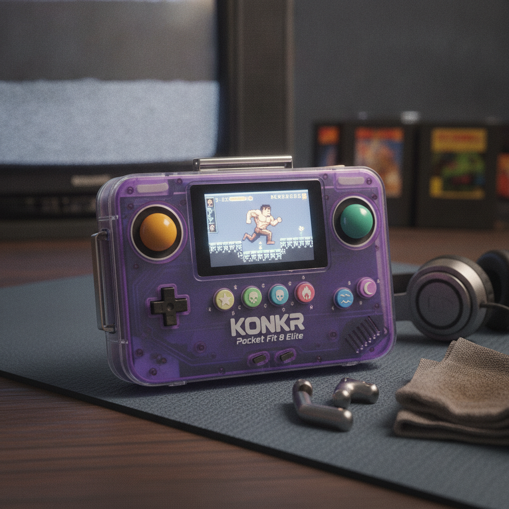A sleek, powerful handheld gaming device, the Apex X8 Pro, showcasing its ergonomic design.